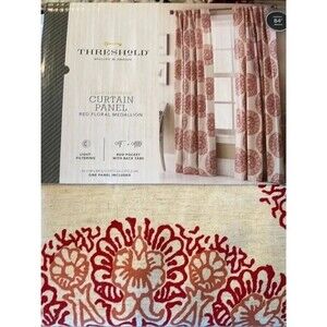 Threshold Red Medallion Light Filtering Curtain Panels (6 Panels)